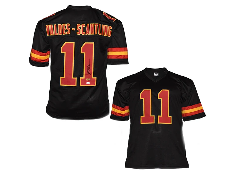Marquez Valdes-Scantling Autographed Kansas City Pro Style Black Football Jersey JSA