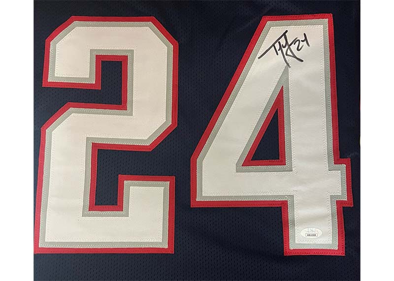 Ty Law Signed New England Custom Navy Blue Football Jersey JSA