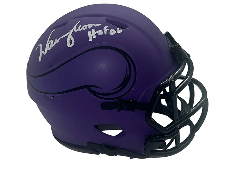 Warren Moon Signed Minnesota Vikings Rave Mini Helmet JSA HOF Inscription