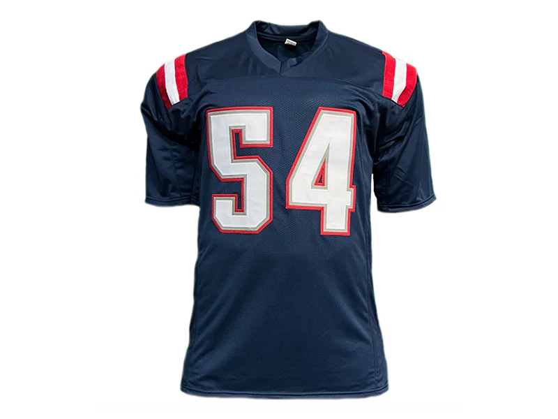 Tedy Bruschi Autographed New England Pro Style Blue Football Jersey (JSA)