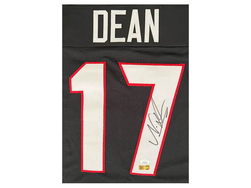 Nakobe Dean Autographed Georgia Collage Black Football Jersey (JSA)