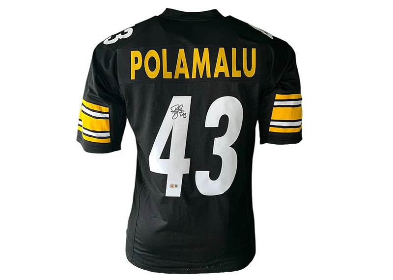 Troy Polamalu Signed Pittsburgh Custom Black Football Jersey (Beckett)