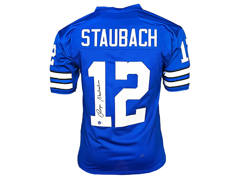 Roger Staubach Signed Dallas Custom Royal Blue Football Jersey Beckett