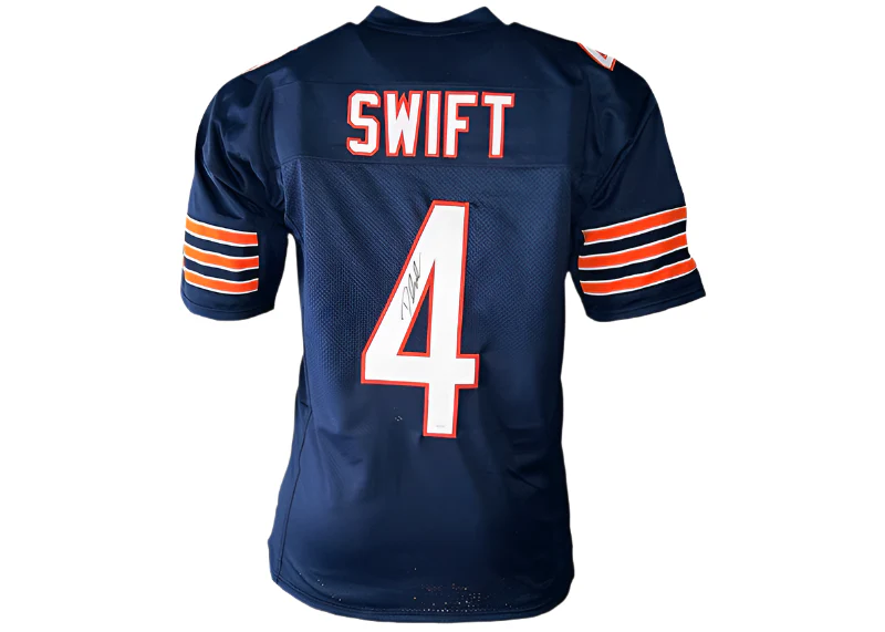 D'Andre Swift Signed Chicago Custom Blue Football Jersey JSA