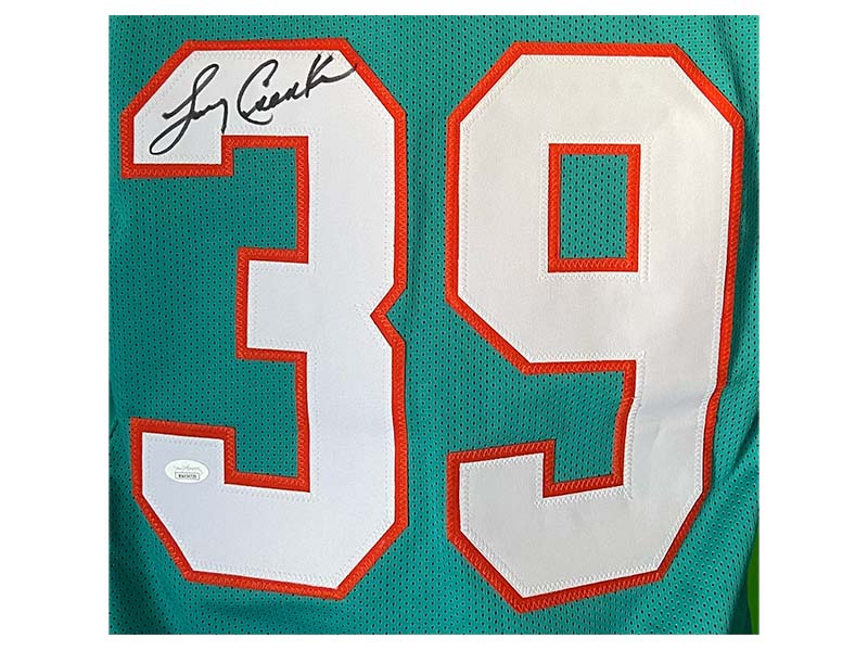 Larry Csonka Signed Autographed Miami Pro Style Blue Turquoise Football Jersey (JSA)