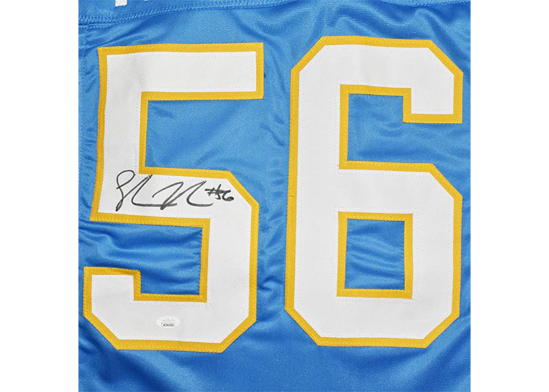 Shawne Merriman Signed San Diego Custom Light Blue Football Jersey (JSA)