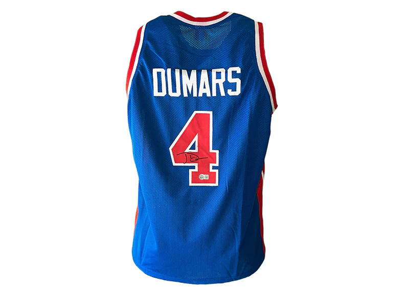 Joe Dumars Signed Detroit Custom Blue Basketball Jersey Beckett