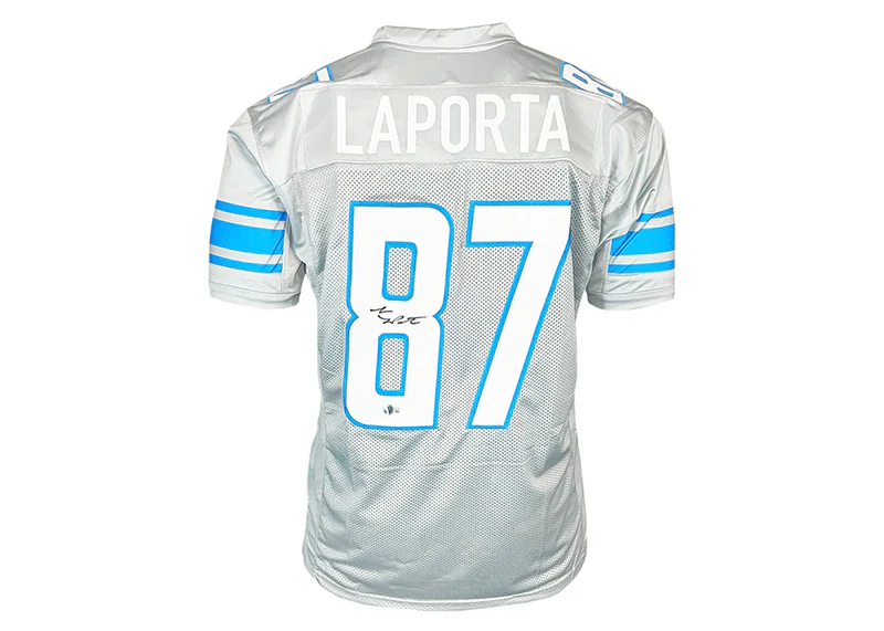 Sam LaPorta Signed Detroit Custom Grey Football Jersey Beckett