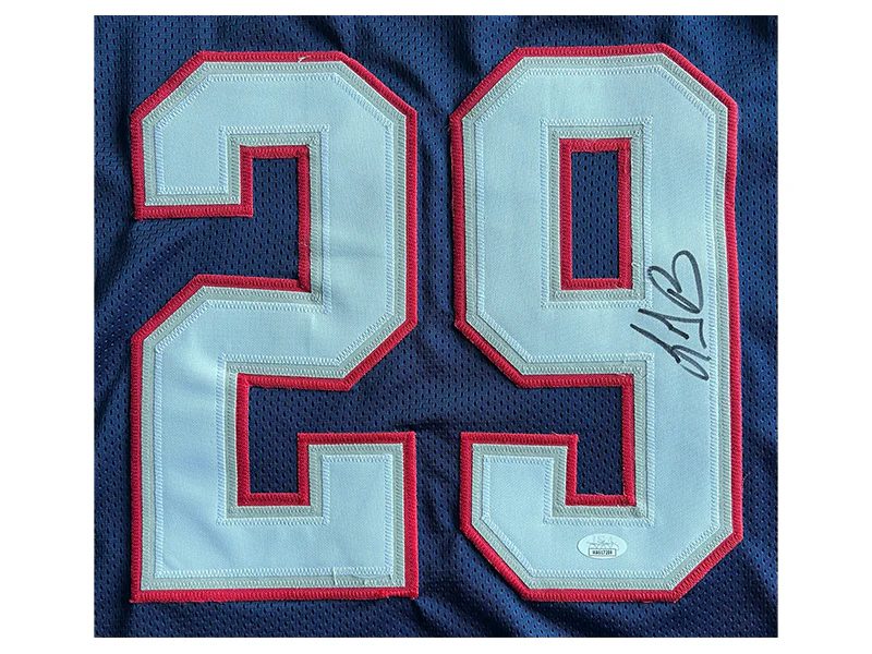 LeGarrette Blount Autographed New England Pro Style Navy Blue Football Jersey ( JSA )