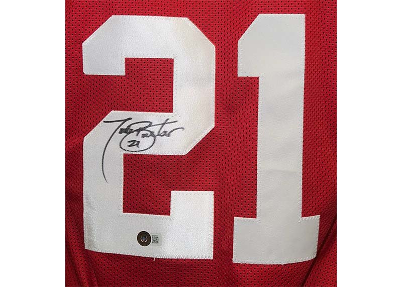 Tiki Barber Signed New York Custom Red Football Jersey Beckett