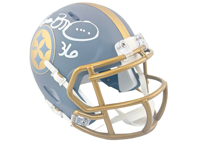 Jerome Bettis Signed Pittsburgh Steelers Slate Mini Football Helmet Beckett