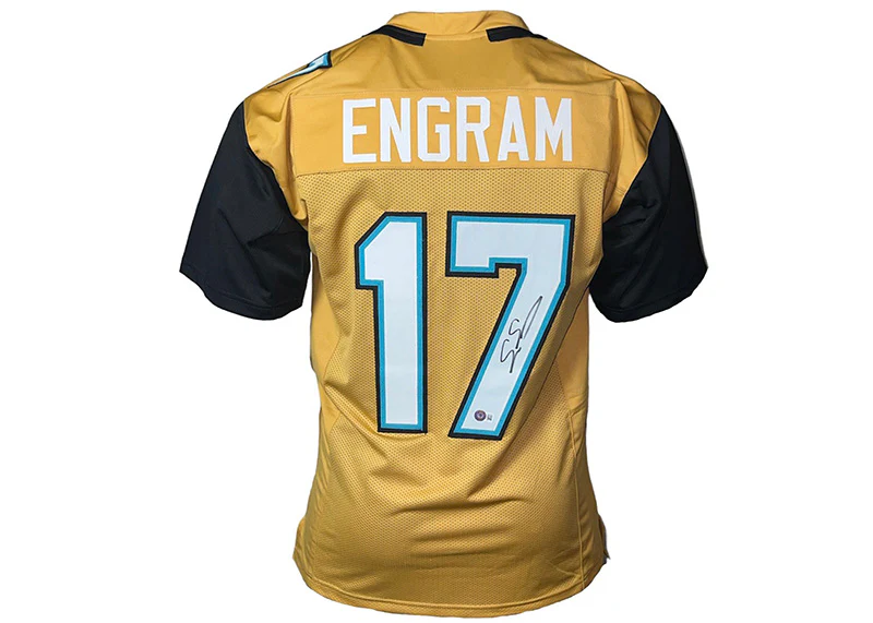 Evan Engram Signed Jacksonville Custom Gold Football Jersey Beckett