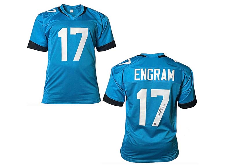 Evan Engram Signed Jacksonville Custom Teal Football Jersey Beckett