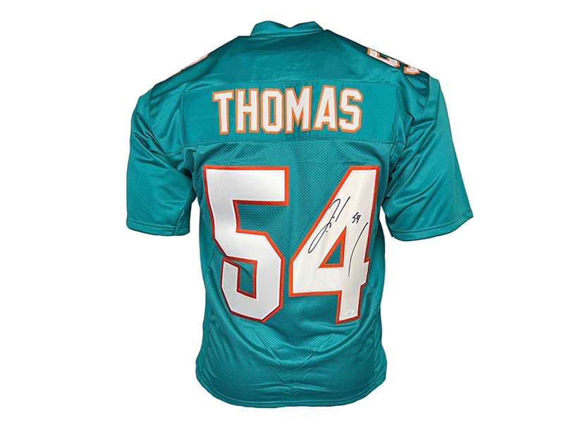 Zach Thomas Autographed Miami Custom Teal Football Jersey JSA