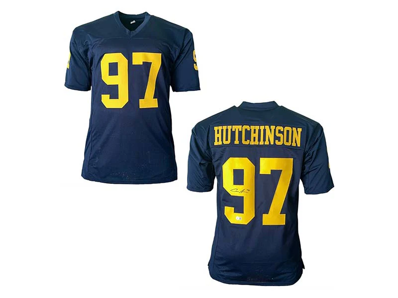 Aidan Hutchinson Signed Michigan Custom Blue College Football Jersey (Beckett)
