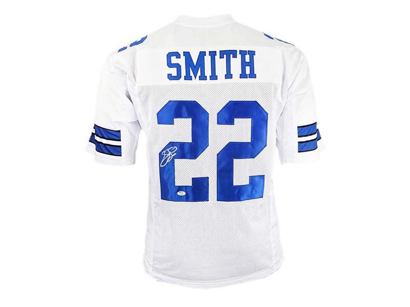 Emmitt Smith Signed Dallas Custom White Football Jersey (PSA)
