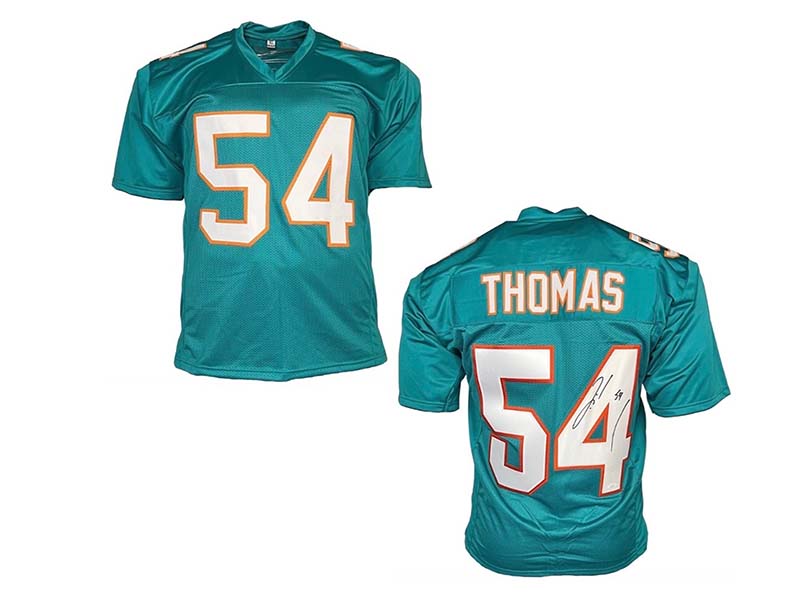 Zach Thomas Autographed Miami Custom Teal Football Jersey JSA