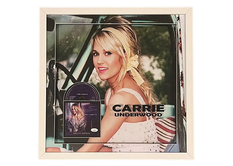 Carrie Underwood Signed 21x21 3D Light Up Framed Denim & Rhinestones?CD JSA