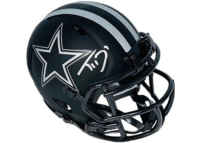 Trevon Diggs Dallas Cowboys Autographed Eclipse Black Mini Helmet JSA