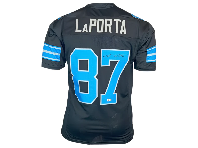 Sam LaPorta Signed Detroit Custom Black Football Jersey Beckett