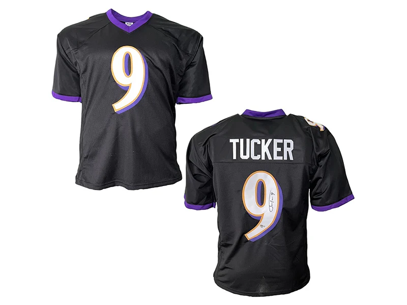 Justin Tucker Autographed Baltimore Pro Style Purple Football Jersey (Beckett)