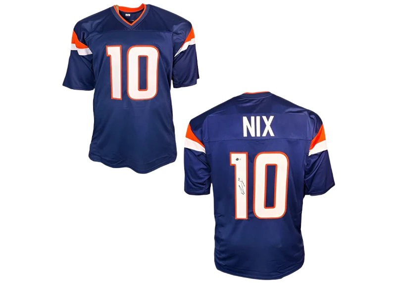 Bo Nix Signed Denver Custom Navy Football Jersey (Beckett)