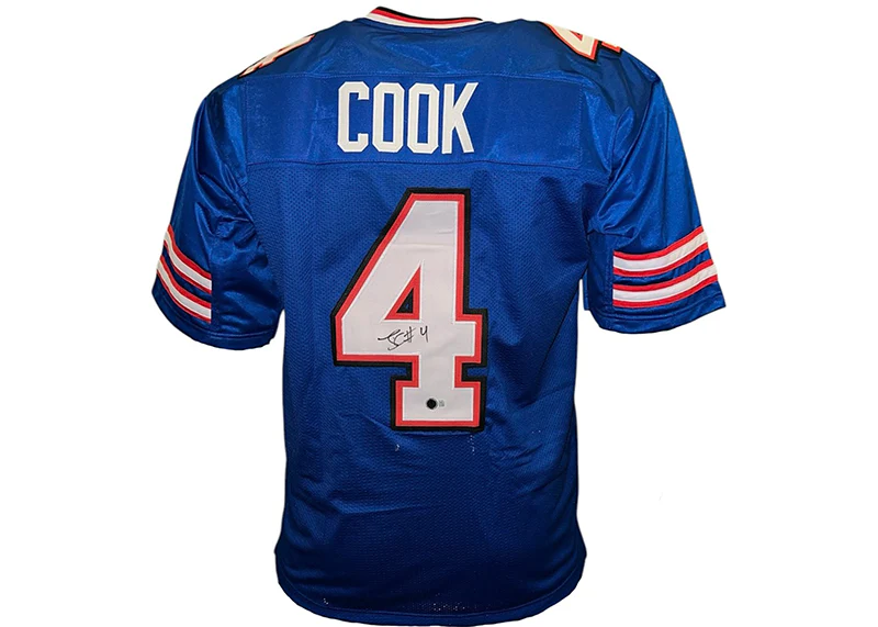James Cook Signed Buffalo Custom Blue Football Jersey Beckett