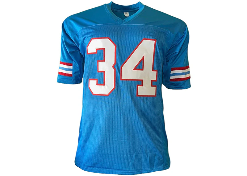 Earl Campbell Autographed Houston Custom Football Stat Jersey Powder Blue (JSA)