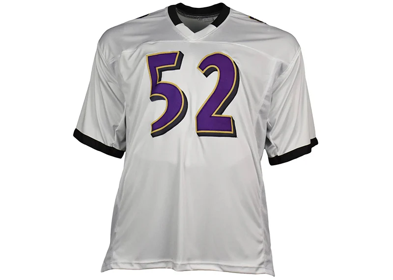 Ray Lewis Autographed Baltimore Custom White Football Jersey Beckett