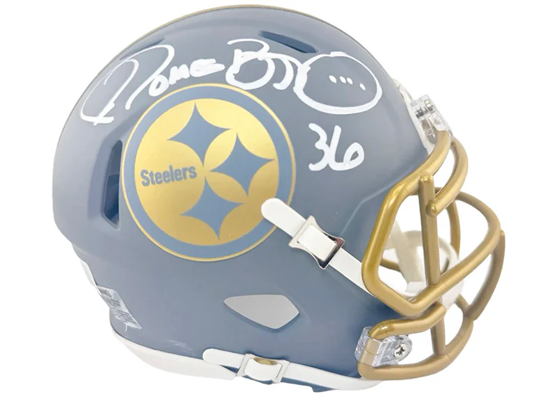 Jerome Bettis Signed Pittsburgh Steelers Slate Mini Football Helmet Beckett