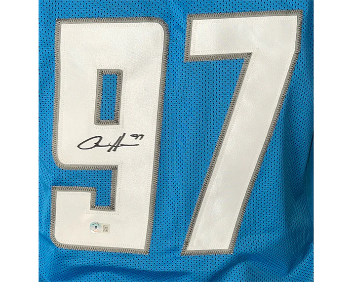 Aidan Hutchinson Signed Detroit Custom Blue Football Jersey (Beckett)