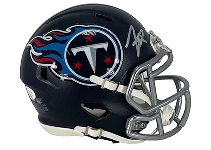 Tyjae Spears Signed Tennessee Titans Mini Football Helmet JSA