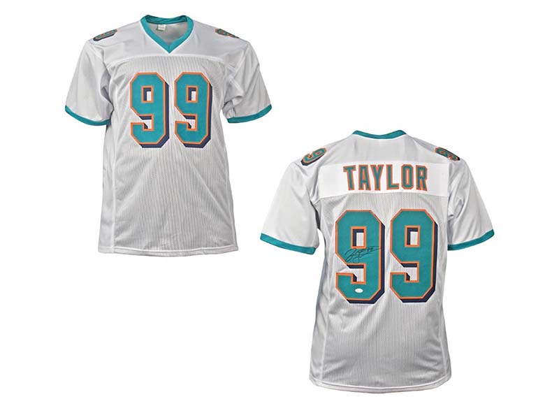 Jason Taylor Signed Miami Custom White Football Jersey (Beckett)
