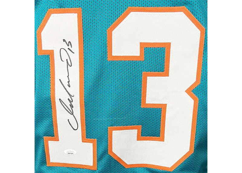 Dan Marino Autographed Miami Custom Teal Stats Football Jersey (JSA)