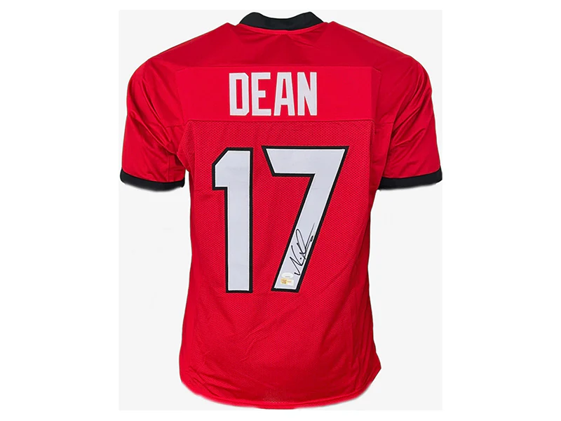 Nakobe Dean Autographed Georgia Collage Red Football Jersey (JSA