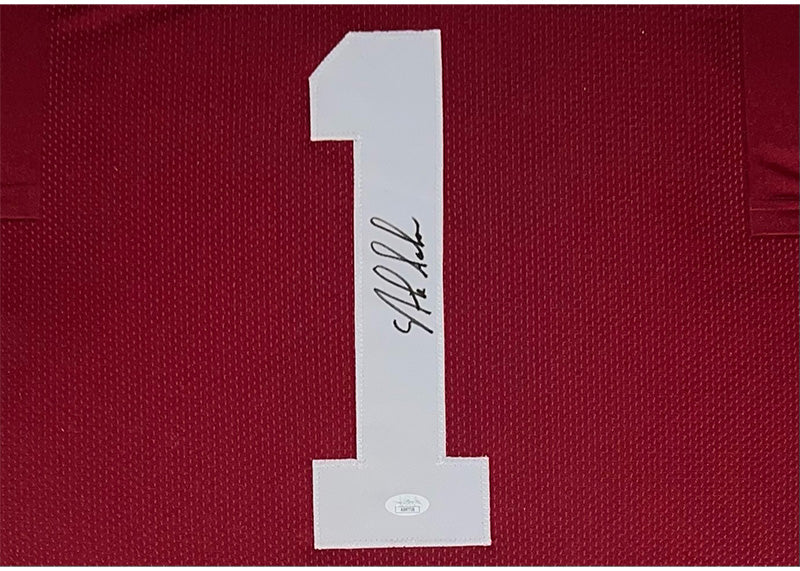 Nick Saban Signed 42x34 Alabama Crimson Tide Framed Stats Jersey JSA