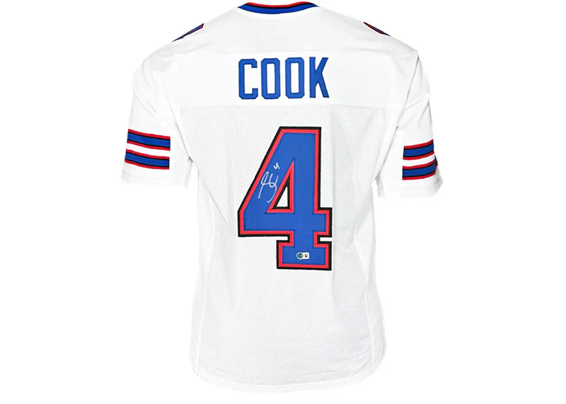 James Cook Signed Buffalo Custom White Football Jersey Beckett