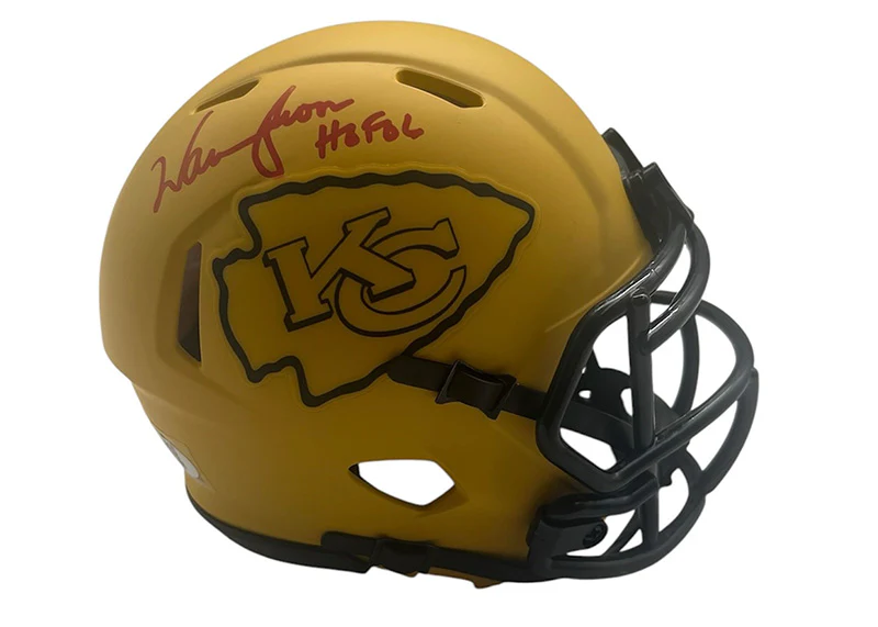 Warren Moon Signed Kansas City Chiefs Rave Mini Helmet JSA HOF Inscription