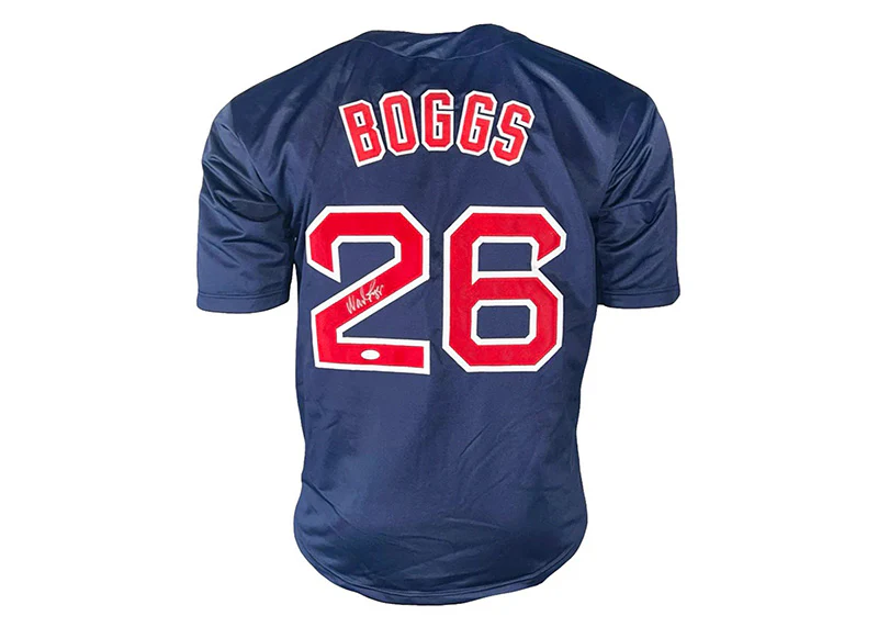 Wade Boggs Signed Boston Navy Custom Baseball Jersey JSA