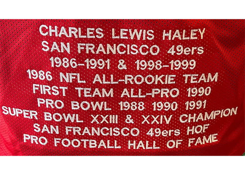Charles Haley Signed San Francisco Custom Red Stats Jersey JSA