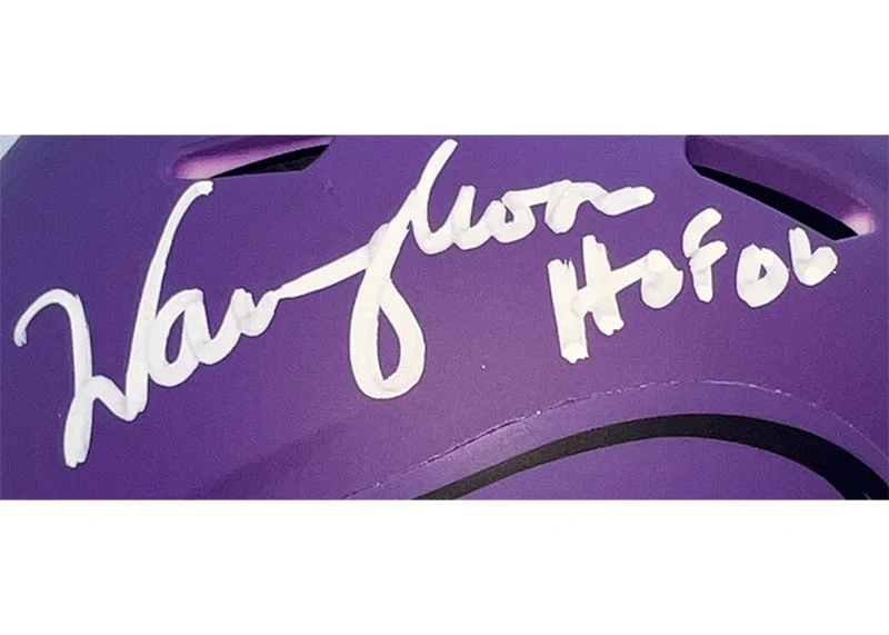 Warren Moon Signed Minnesota Vikings Rave Mini Helmet JSA HOF Inscription