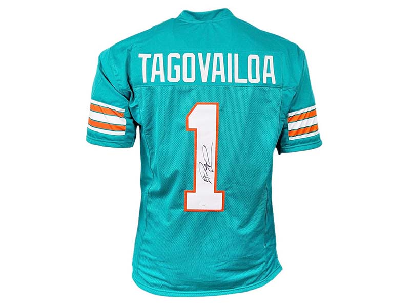 Tua Tagovailoa Signed Miami Custom Teal Football Jersey (JSA)