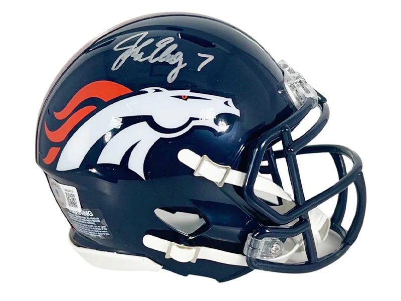 John Elway Autograph Denver Broncos Speed Mini Helmet Beckett