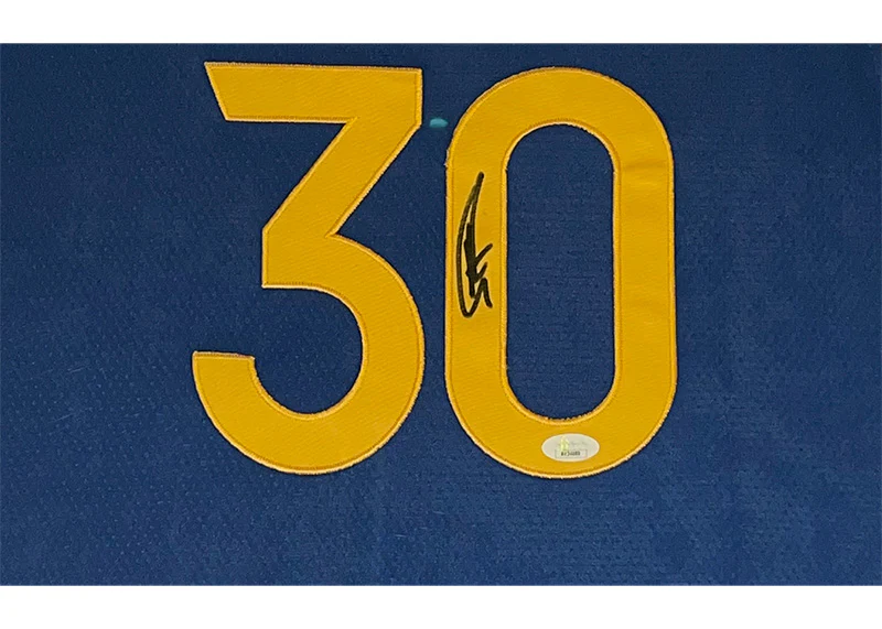 Steph Curry Signed 34x42 White Framed Basketball Jersey JSA