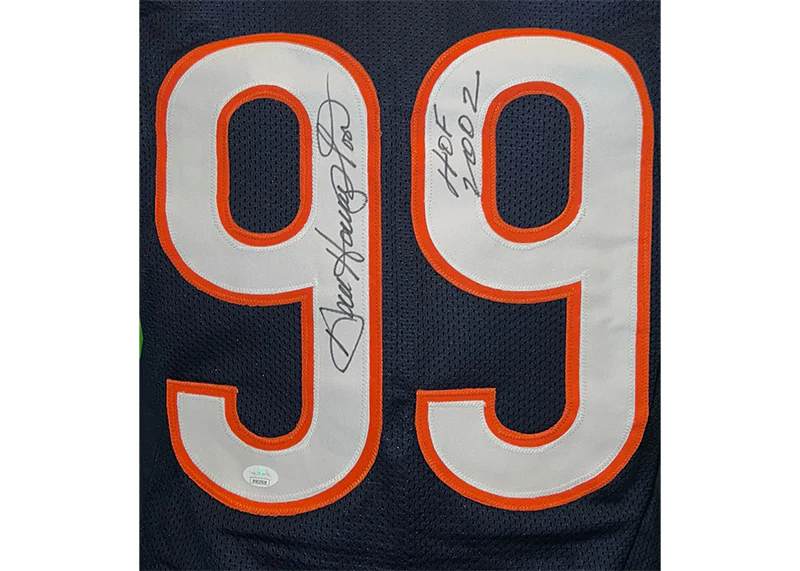 Dan Hampton Signed Chicago Custom Blue Football Jersey JSA HOF 2002 Insc