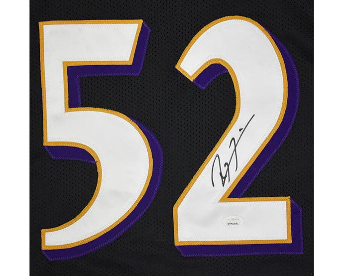 Ray Lewis Autographed Baltimore Custom Black Football Jersey JSA