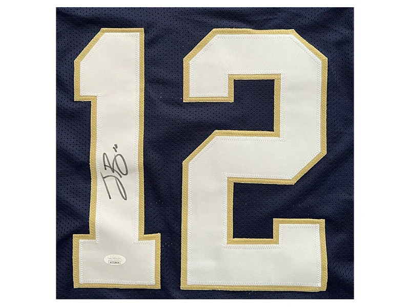 Ian Book Autographed College Style Blue Football Jersey (JSA)