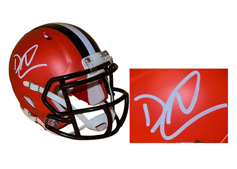 David Njoku Signed Cleveland Browns Speed Mini Helmet JSA