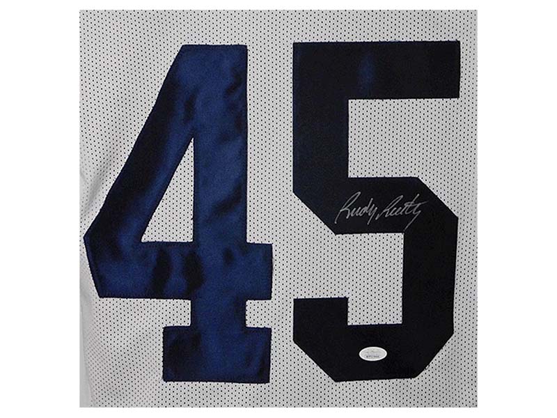 Rudy Ruettiger Signed Custom College White Football Jersey (JSA)