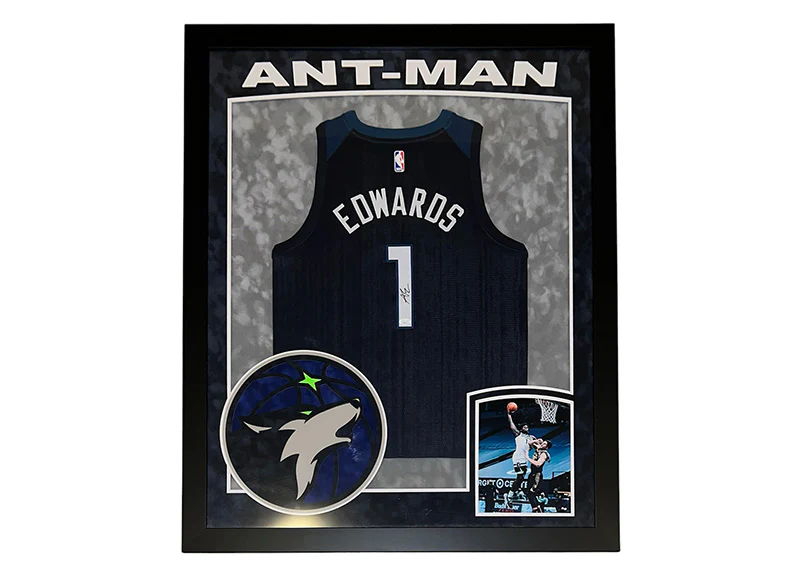 Anthony Edwards Signed Minnesota Timberwolves 35x43 Framed Jersey JSA